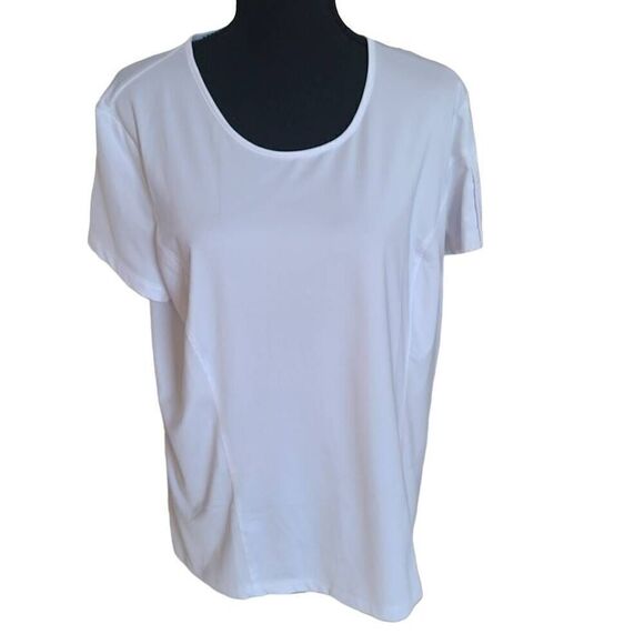 Jamie Sadock Womens High Low Hem Round Neck Short Sleeve T-Shirt White Large - Picture 1 of 12